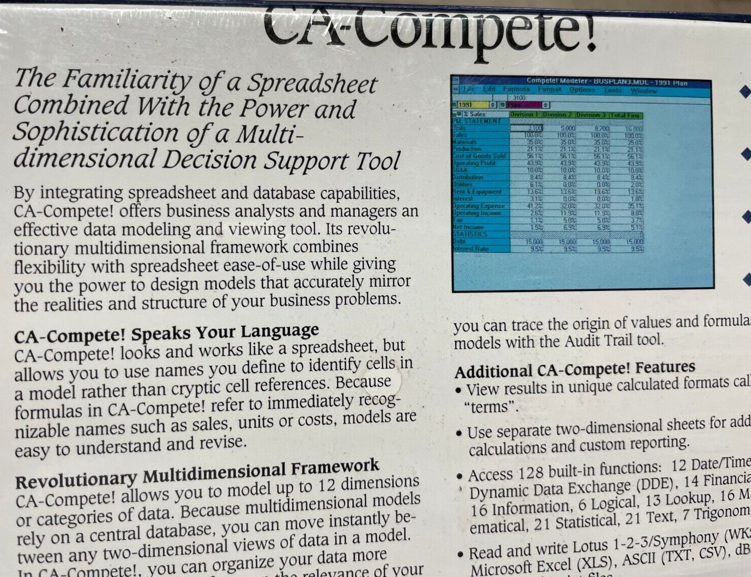 1991 CA-Compete! Multidimensional Modeling & Viewing Promo NOS Computer Assciate