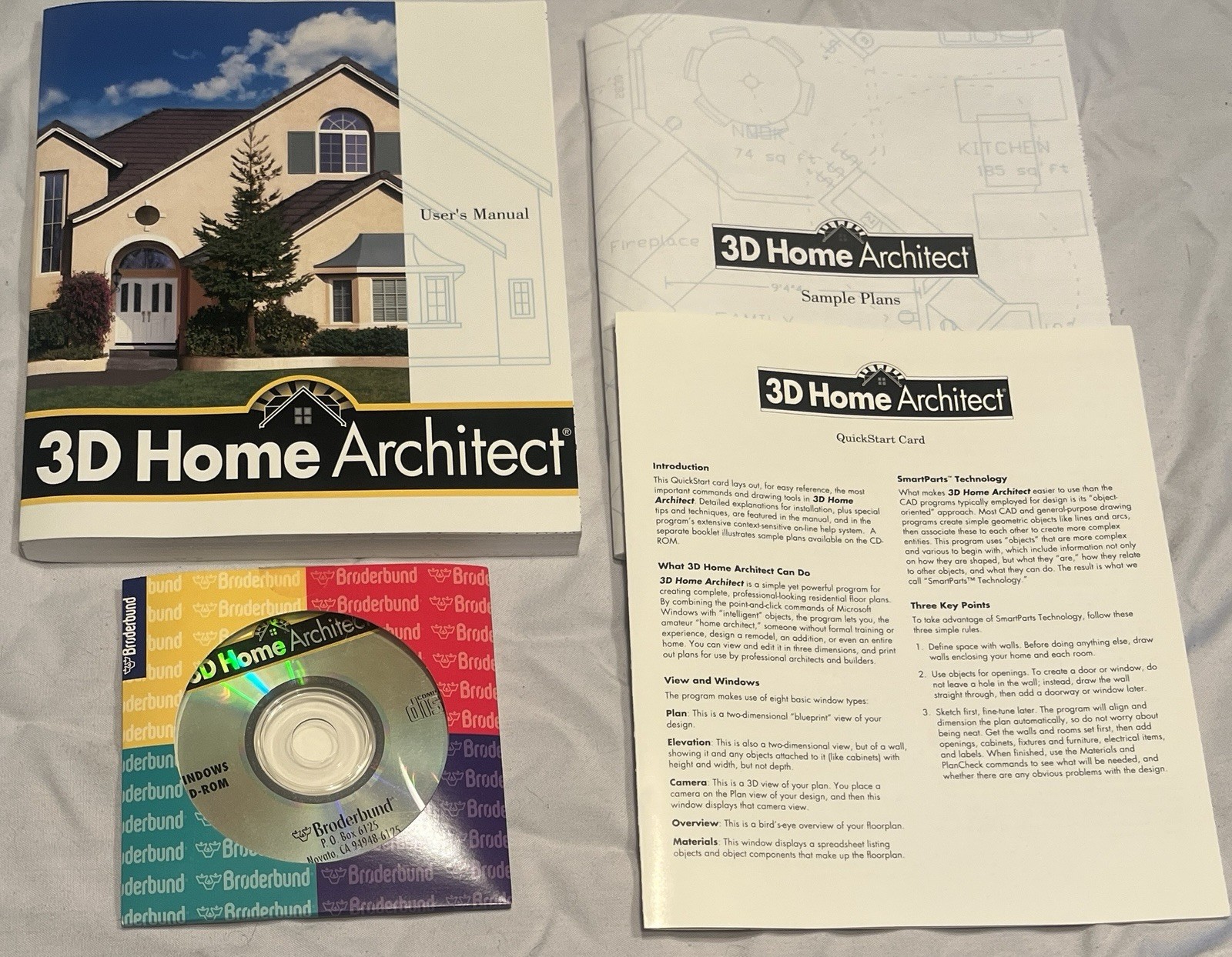 Broderbund 3D Home Architect 3.0 Interiors Deluxe 2.0 Win 95 Home Plans Remodel