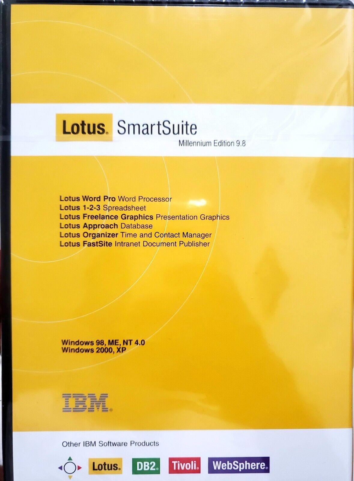 IBM LOTUS SMARTSUITE 9.8 Organizer Approach Word 1-2-3 Windows XP 7 8 10 11