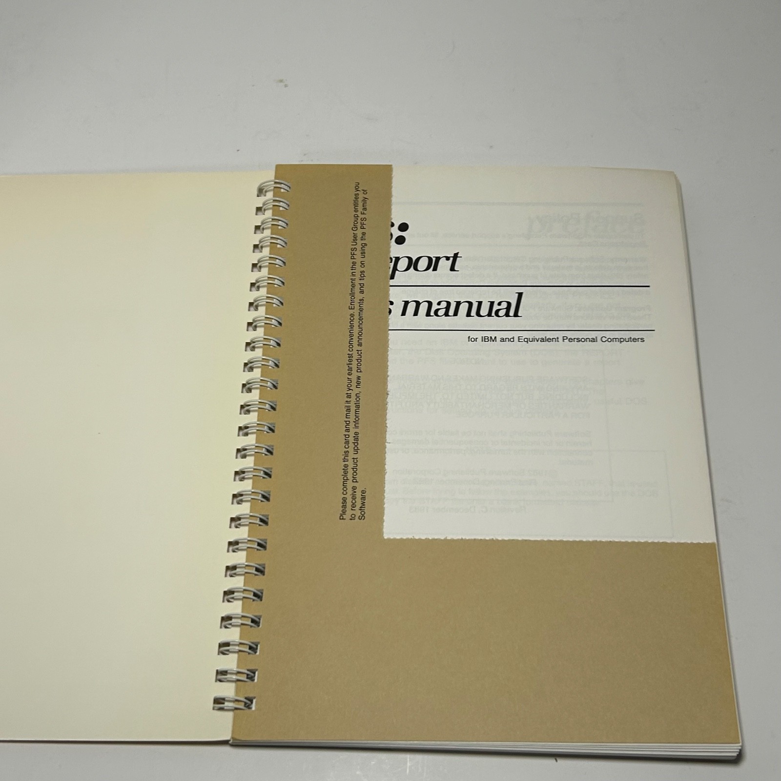 PFS: Report PC IBM DOS Software & Manual 1982 5.25″ Floppy Disks
