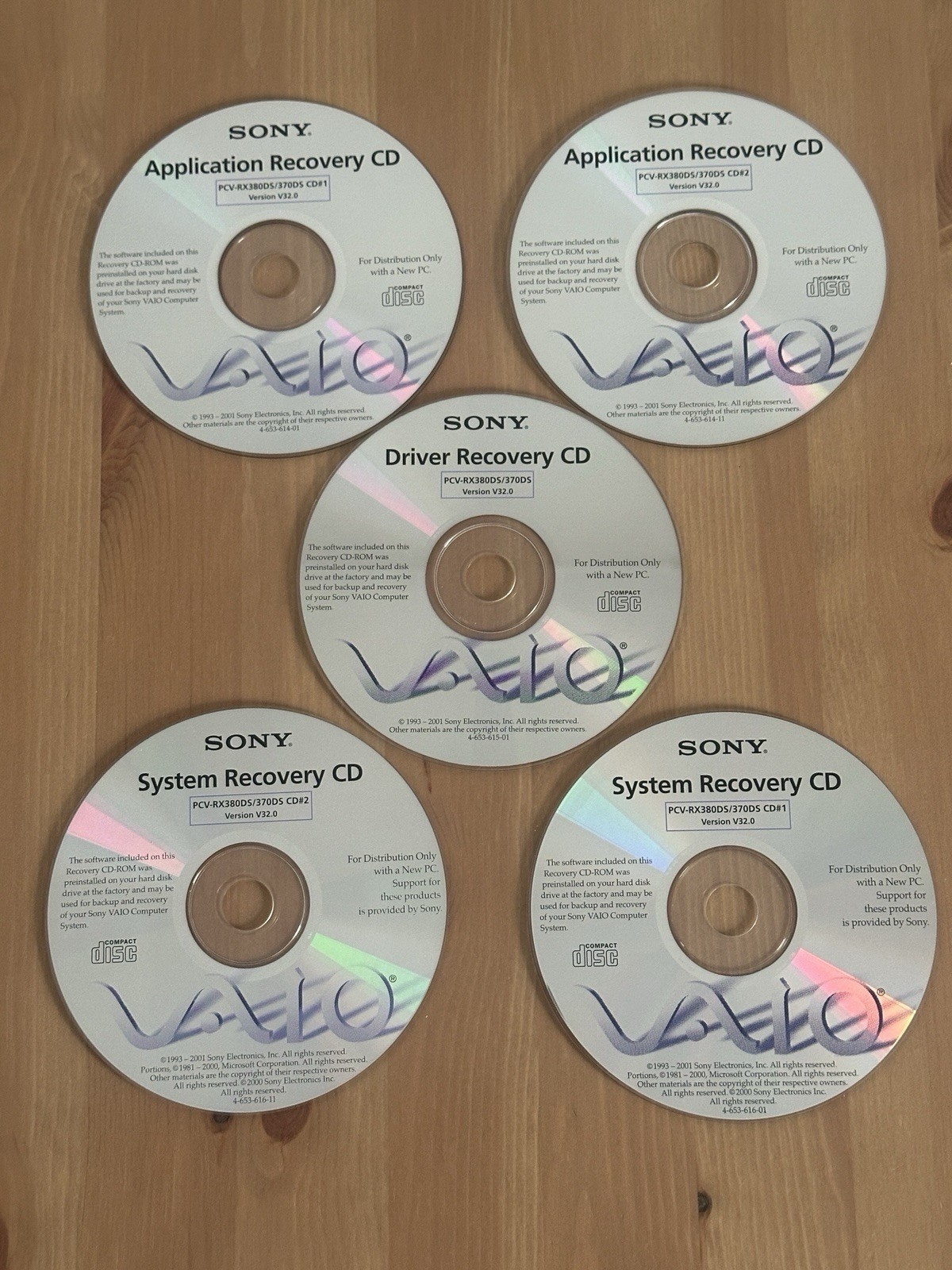 SONY VAIO PCV-RX370DS/380DS Recovery Discs