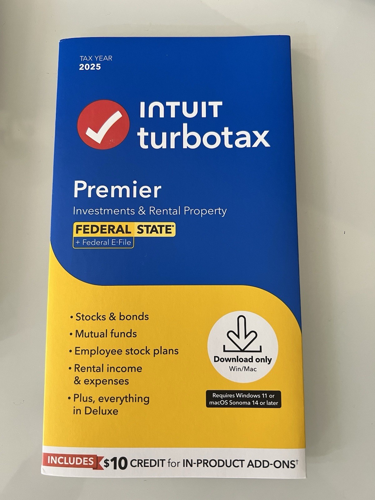 2025 Turbotax Premier, Fed & State Tax Win & Mac. Brand New