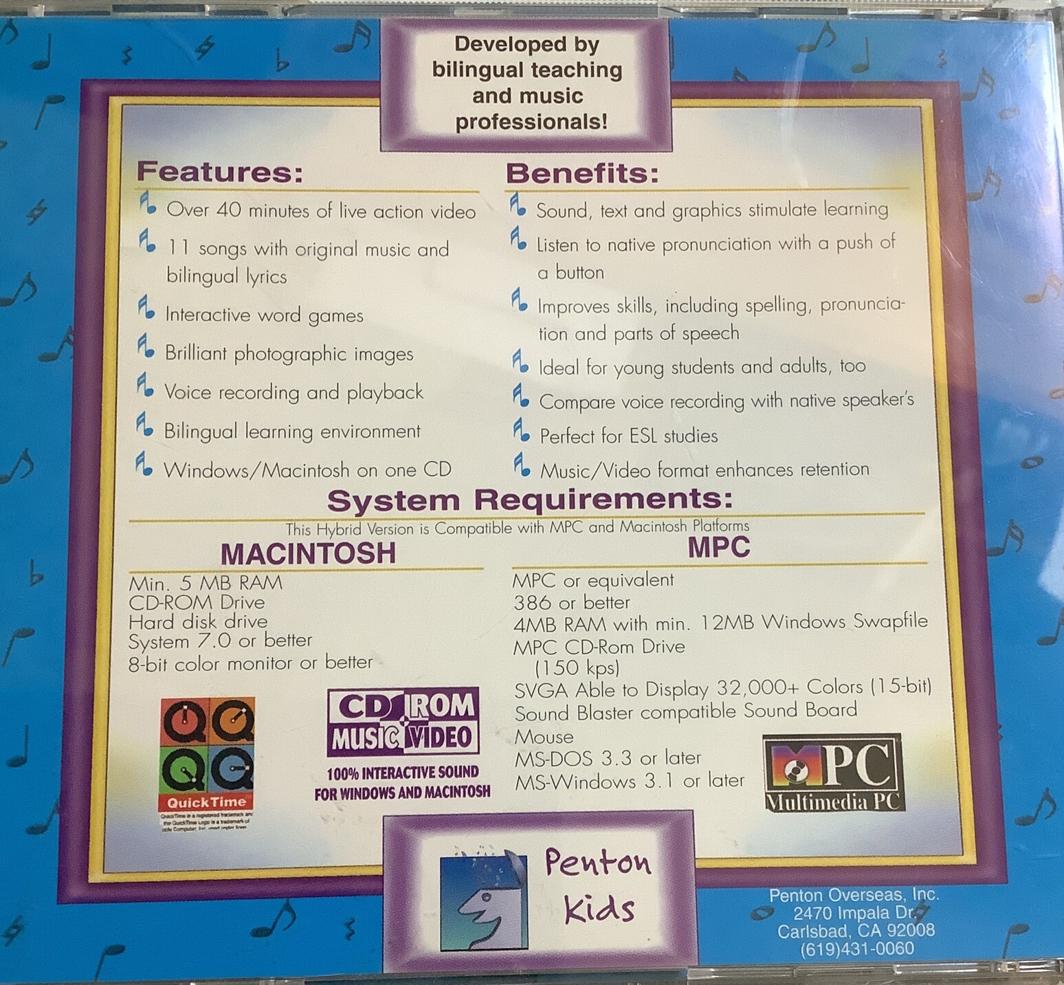 The Family Circus presents Lyric Language Spanish CD-ROM,Interactive Music&Video