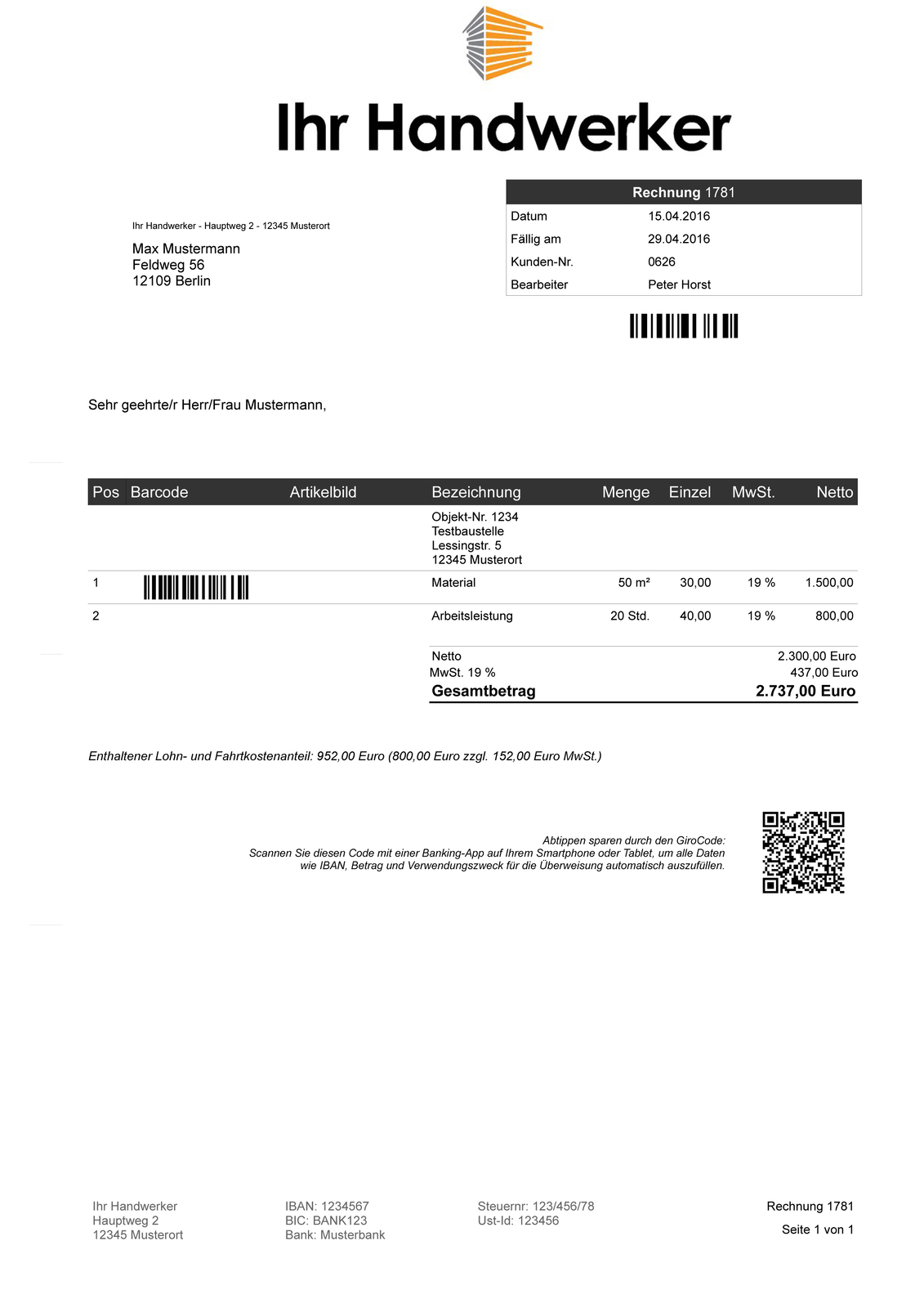 Software for Painters & Varnishers, Craftsmen Invoice Program, Craftsman Software