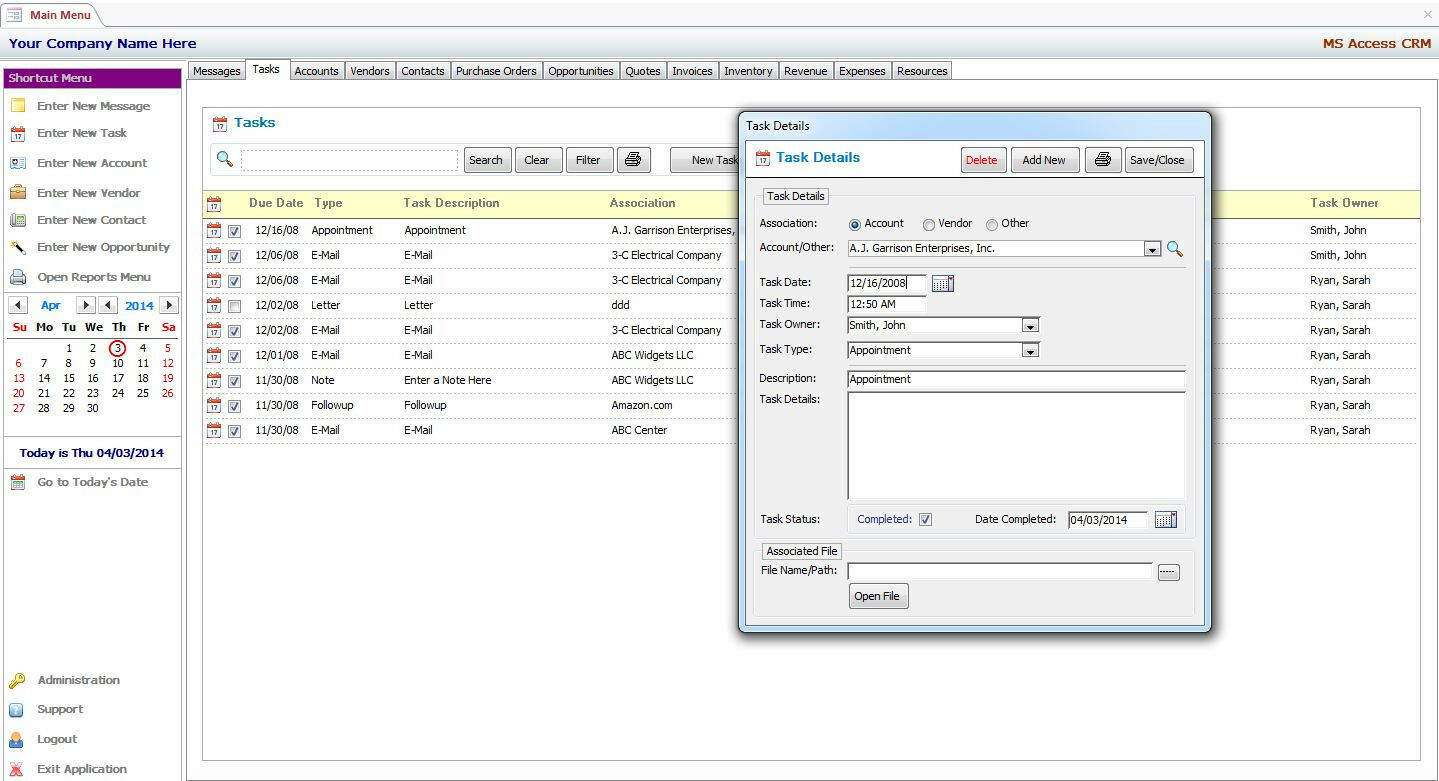 MS Access Based CRM Software – Use As-Is or Customizable