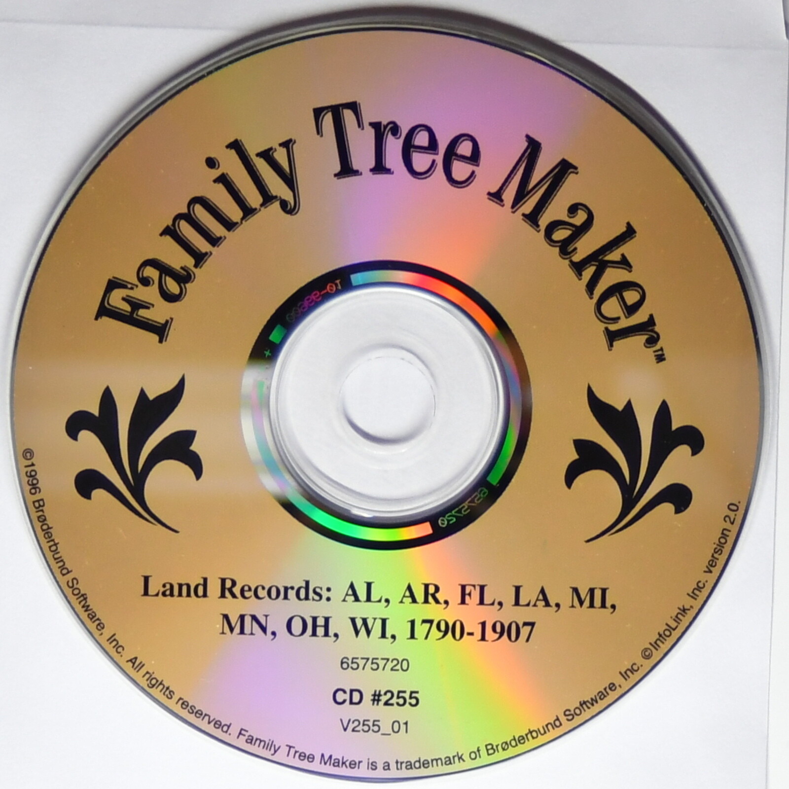 Broderbund Family Tree Maker DataCD 255 Land Record AL AR FL LA MI MN OH WI 1790