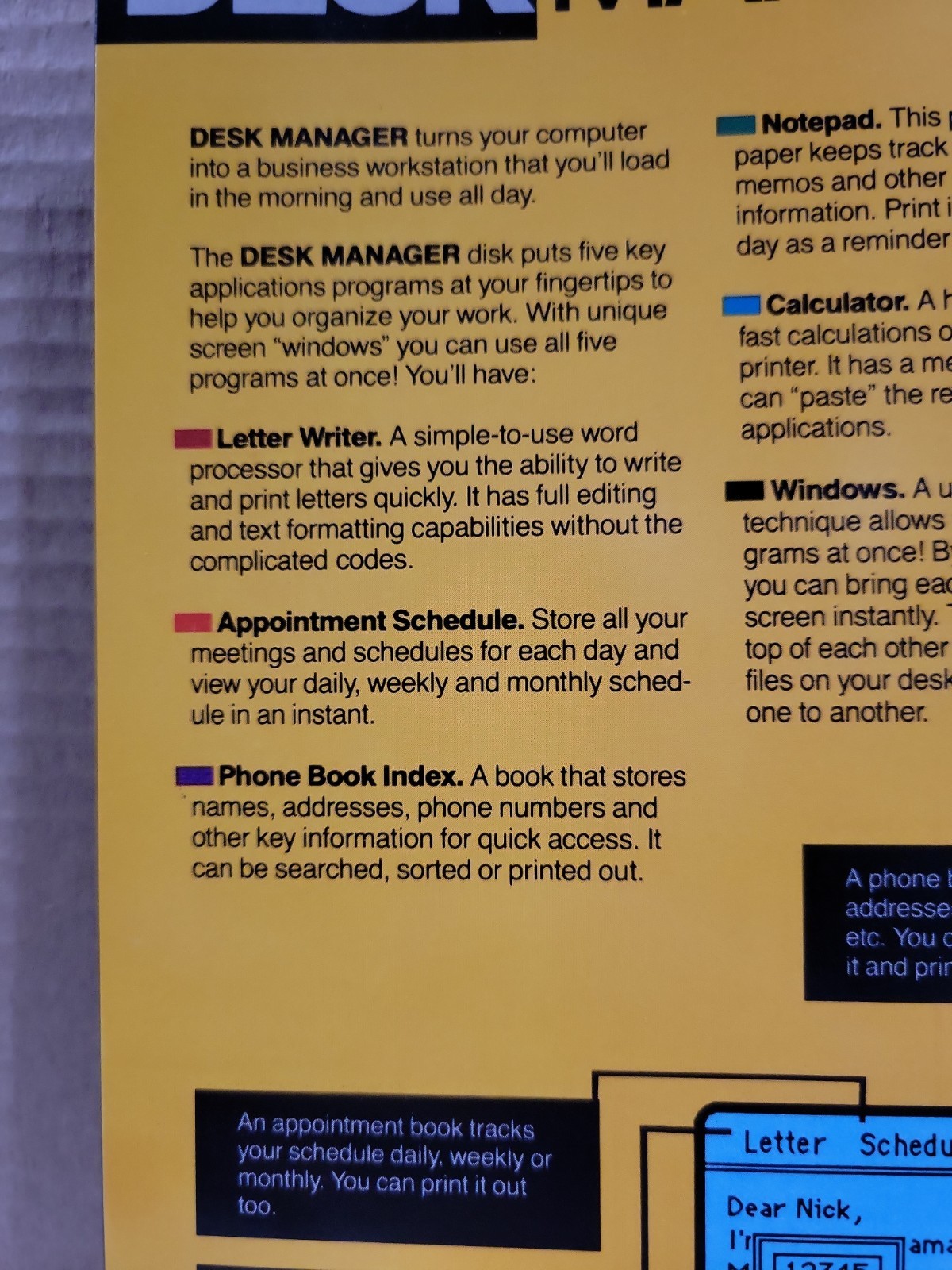 C64 Desk Manager Softsync, Inc. – Commodore 64/128 5.25 Disk – Complete