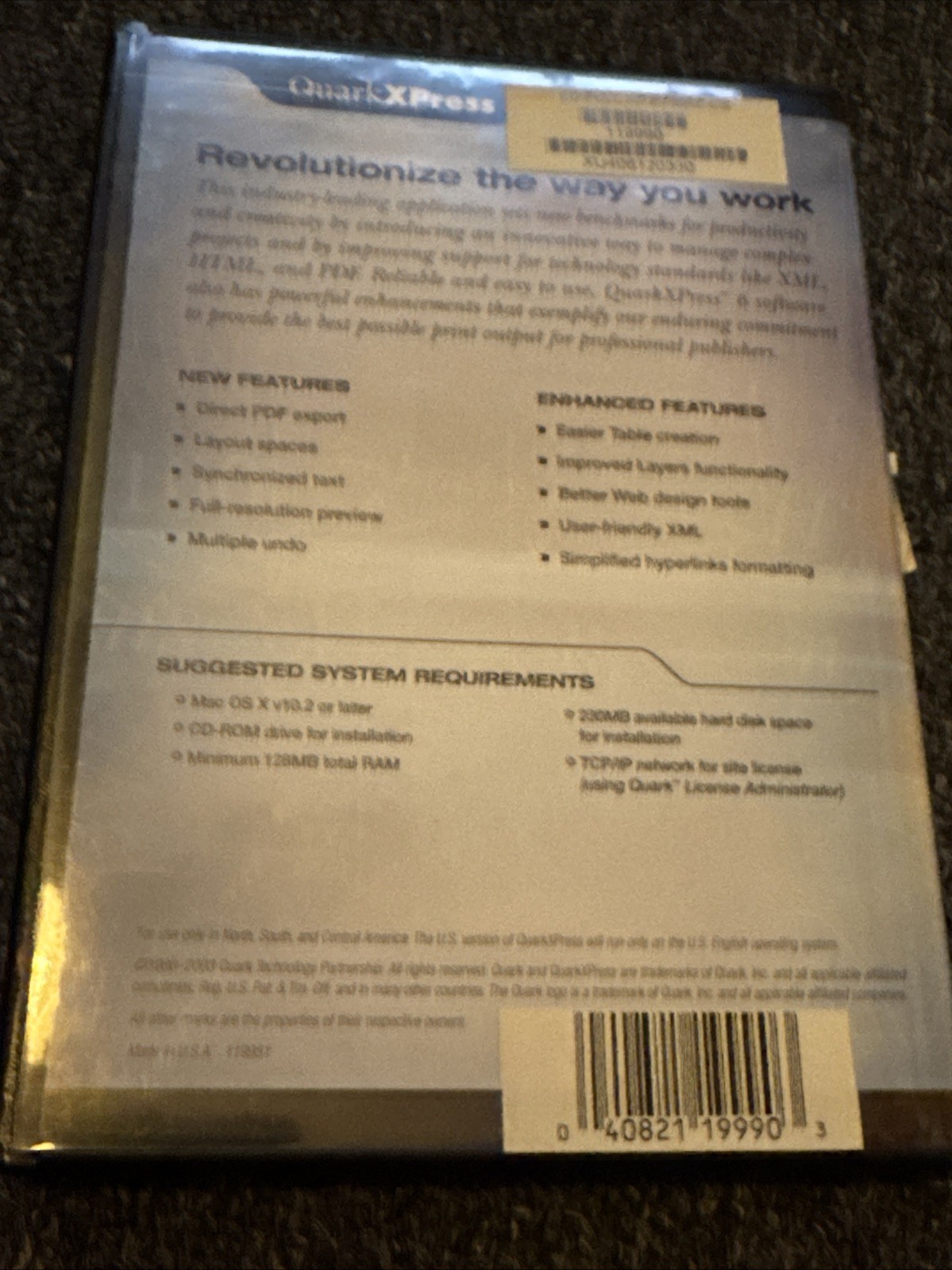 QUARK XPRESS 6.0 CD ROM SOFTWARE MAC OS 6.1 OSX 10 Express Design Educational