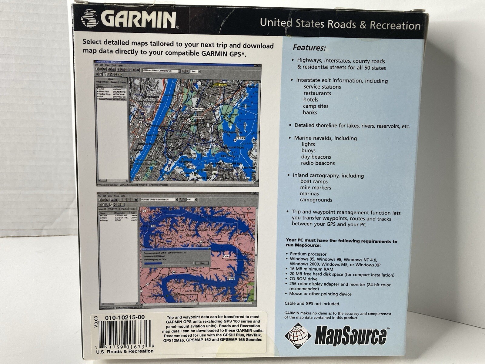 VINTAGE GARMIN MAP SOURCE UNITED STATES Roads & Recreation CD – ROM 2002