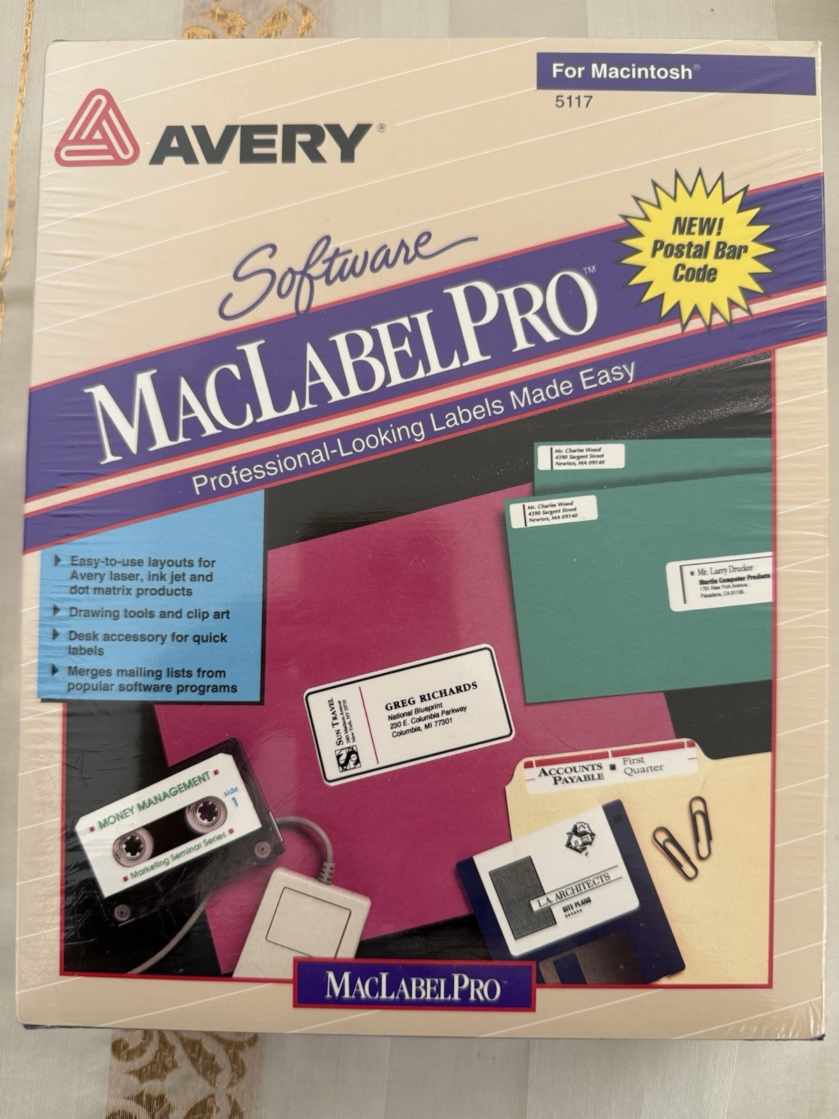 Avery Software MacLabelPro 5117 for Macintosh 3.5 Discs New in Box 1993