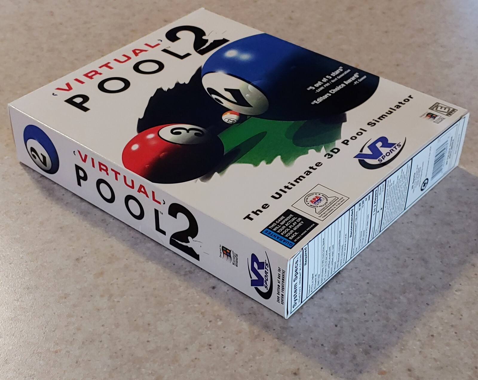 Virtual Pool 2 PC CD-ROM with Original Outer Box, Manual, Jewel Case, & CD NICE!