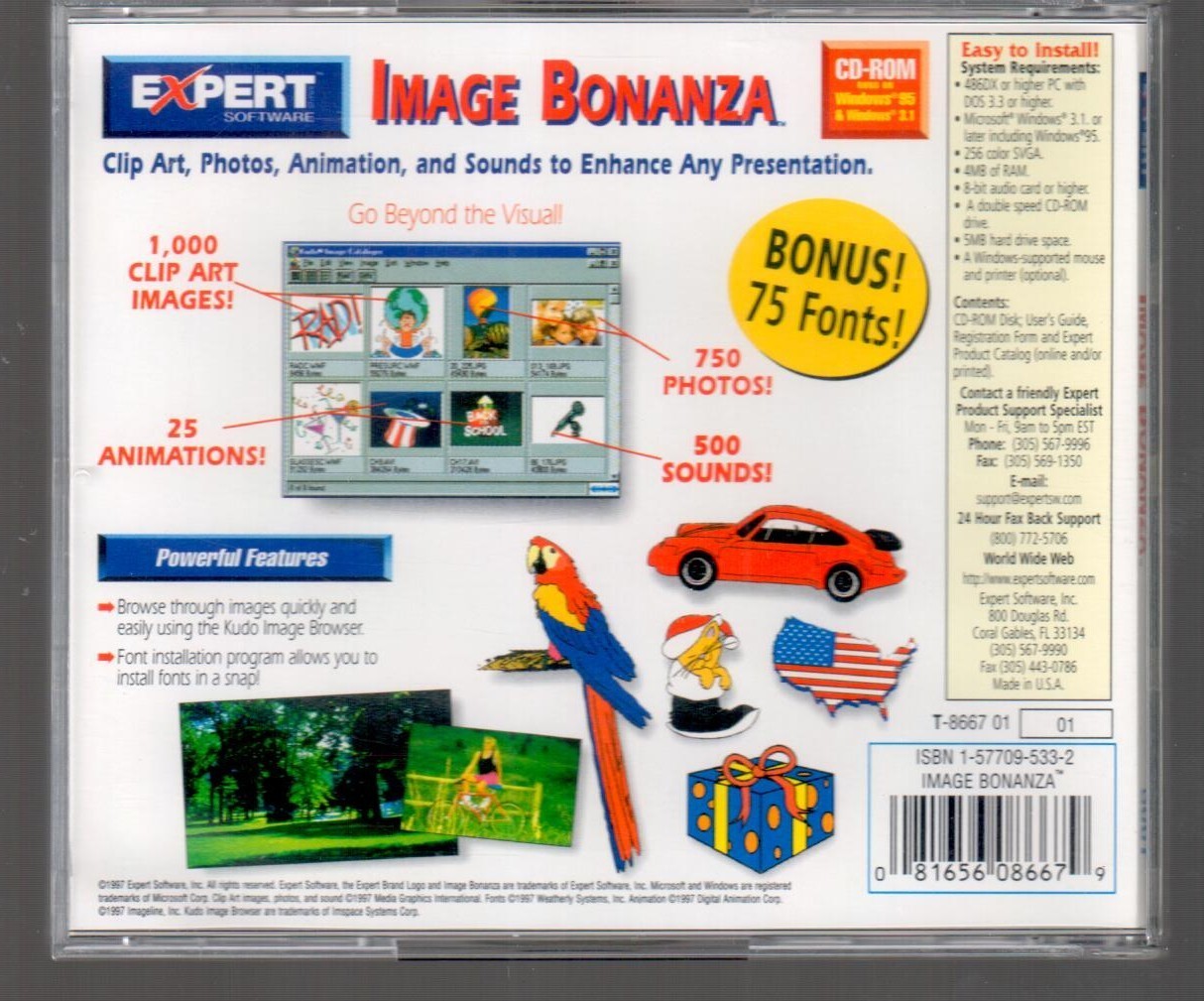 Expert Software Image Bonanza CD-ROM Clip Art Photos Animation Sounds to Enhance