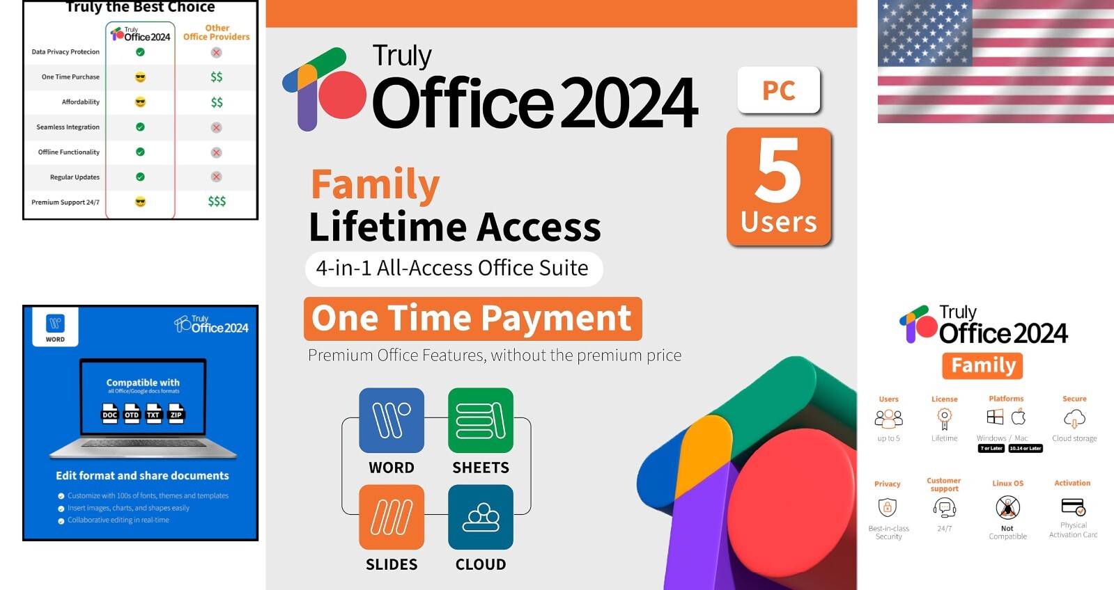 2024 Family Lifetime License for Windows | 4-in-1 Productivity Suite for 5 Users