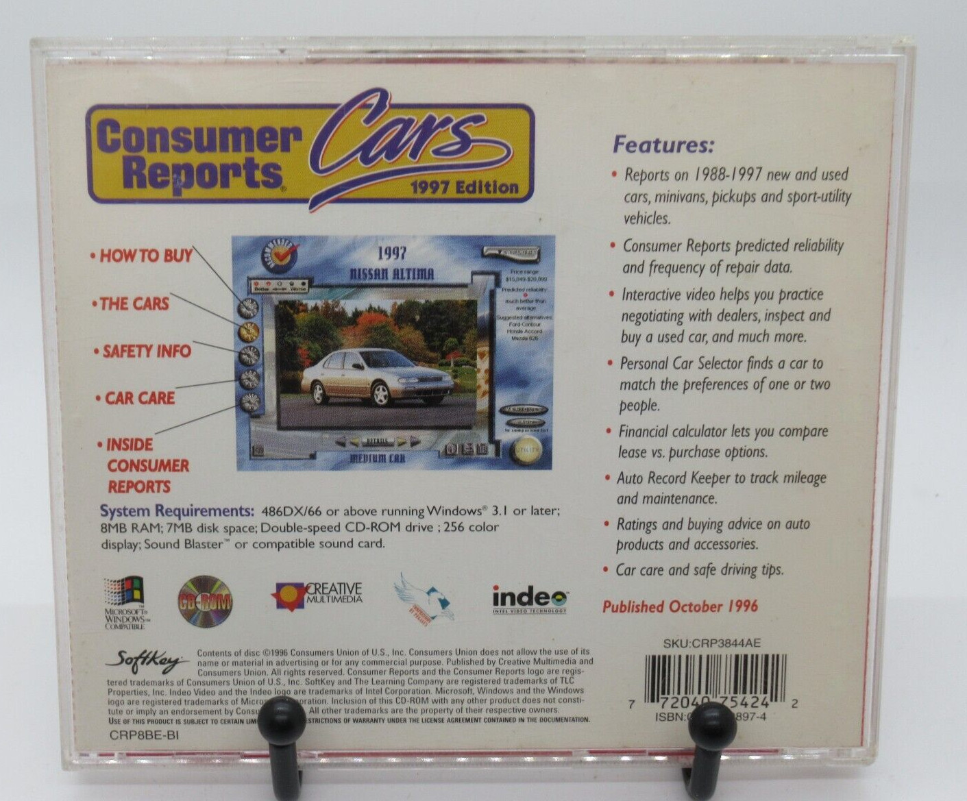 CONSUMER REPORTS – CARS 1997 EDITION REFERENCE PC CD-ROM, WIN 3.1/95 SOFTKEY