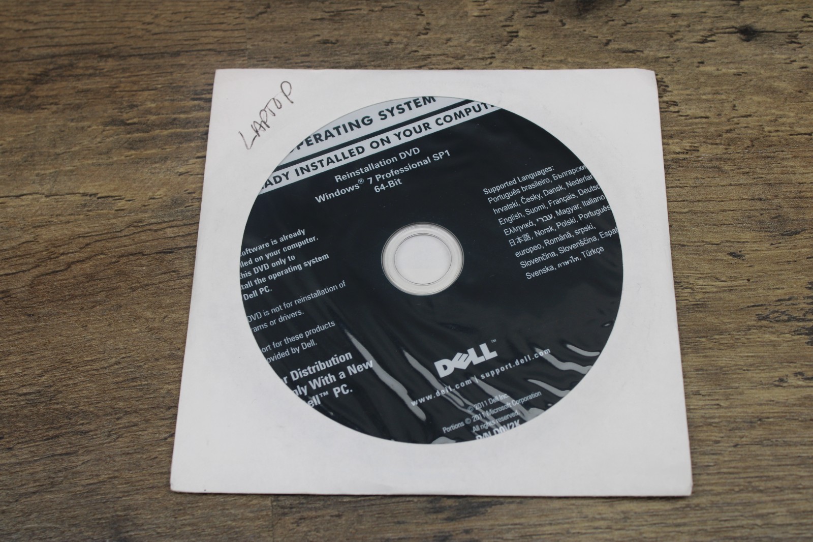 DELL Windows 7 Professional 64 Bit SP1 Reinstallation DVD Disk Sealed D0V2K