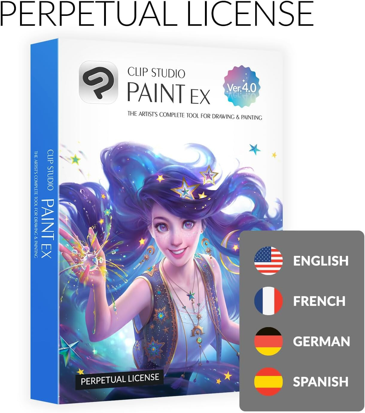CLIP STUDIO PAINT EX – Version 4 | Perpetual Lic. I Retail Pack w/ Bonus Brushes