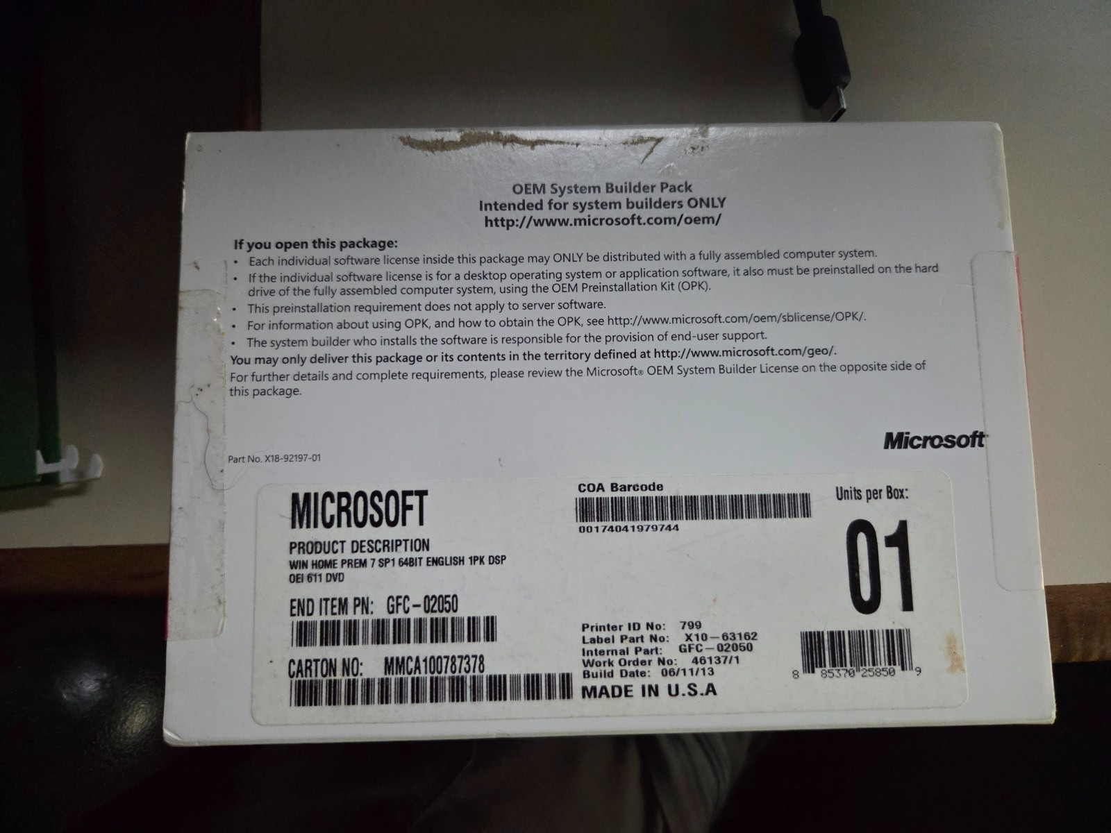 Microsoft Office Professional 2010 OEM SEALED GFC-02050 Word Excel No Subscripti