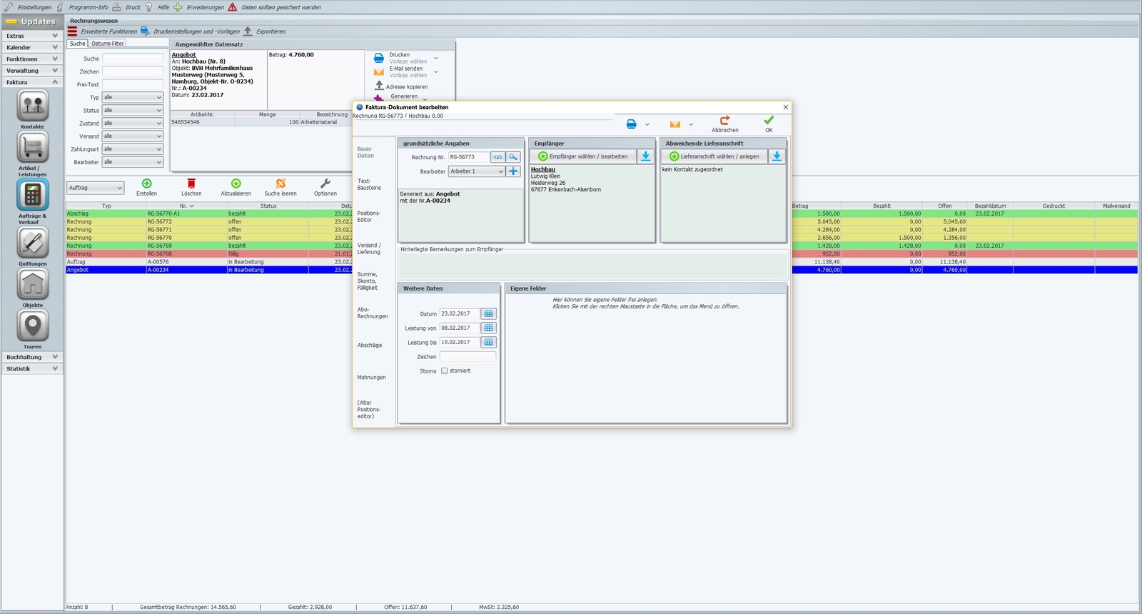Software for Painters & Varnishers, Craftsmen Invoice Program, Craftsman Software