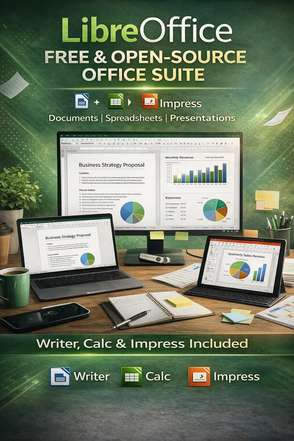 LibreOffice USB No Subscription Office Suite Word Excel PowerPoint Alt | Easy