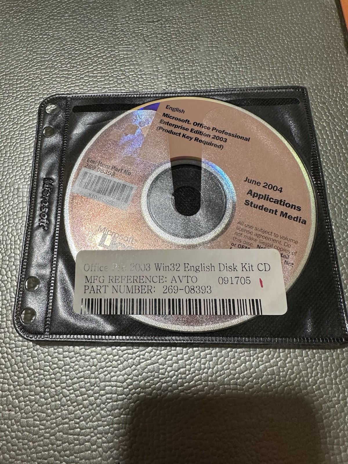 Microsoft Office Professional Enterprise 2003 CD – Win32 English 269-08393 W KEY
