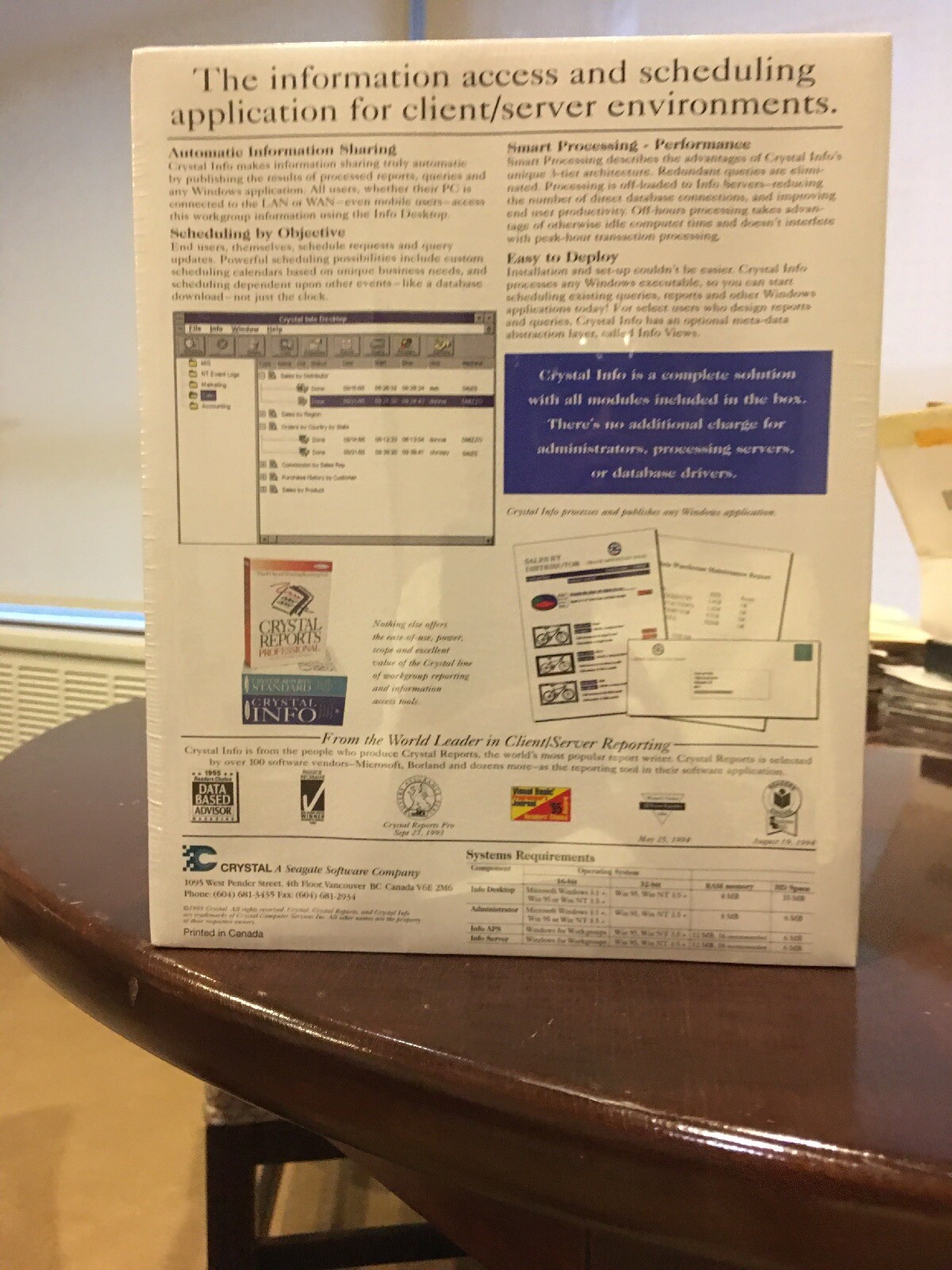 NEW 5 Users Crystal Info Version 4.5. Shrink Wrapped. NFR.