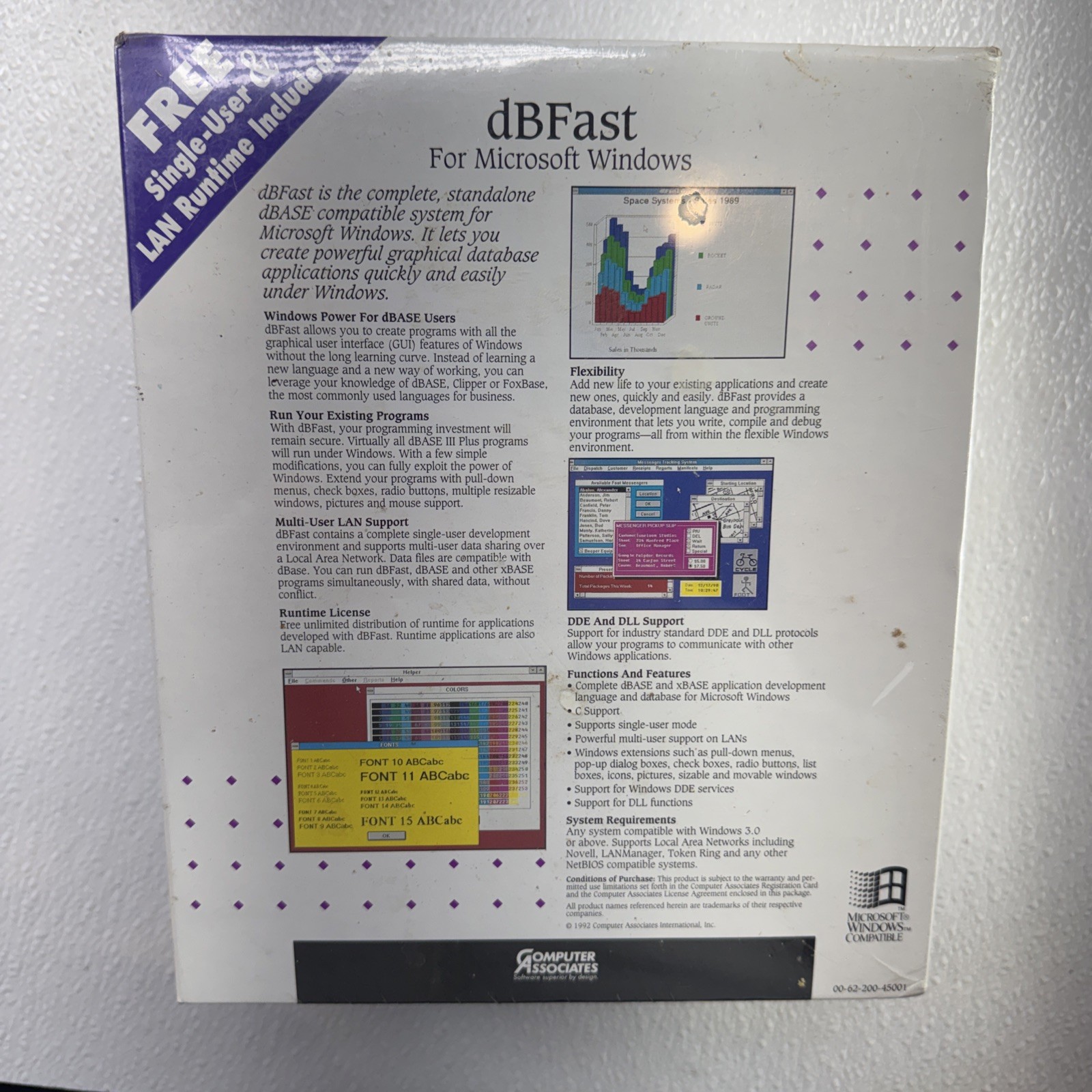 Computer Associates dBFast Version 1.7 Demo 1991 Vintage dBase Computer Software