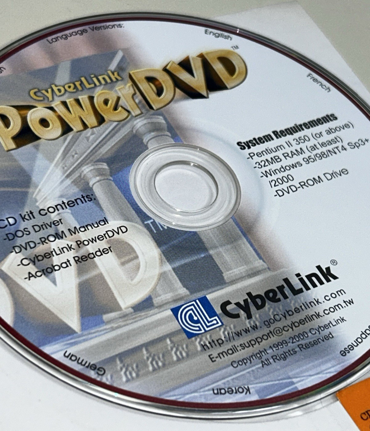 CyberLink Power DVD Disc with Product Key ONLY Vintage Software 1999/2000