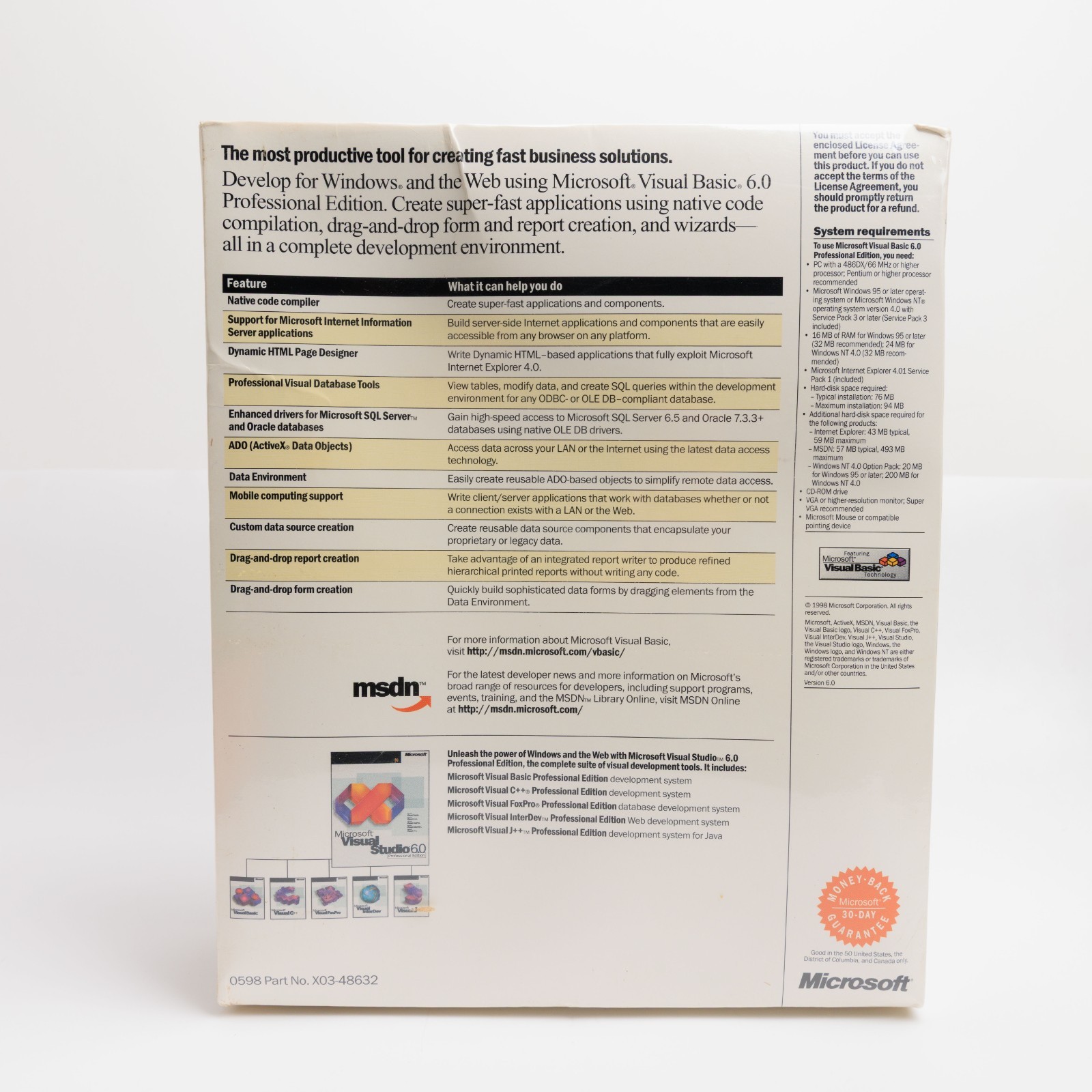 Microsoft Visual Basic 6.0 Professional Edition Upgrade Sealed