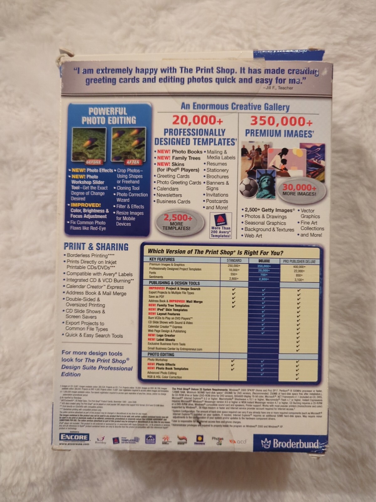 Print Shop Deluxe Version 22 + 348 Page Manual & Box 4 CD Set Win 2000/XP