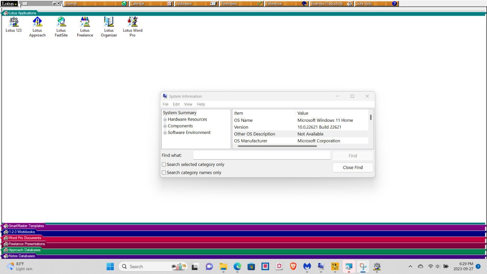 IBM LOTUS SMARTSUITE 9.8 Organizer Approach Word 1-2-3 Windows XP 7 8 10 11