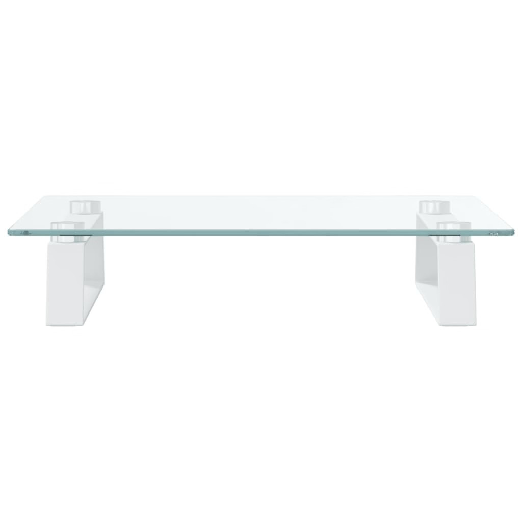 Monitor Stand White 15.7″x13.8″x3.1″ Tempered Glass and Metal