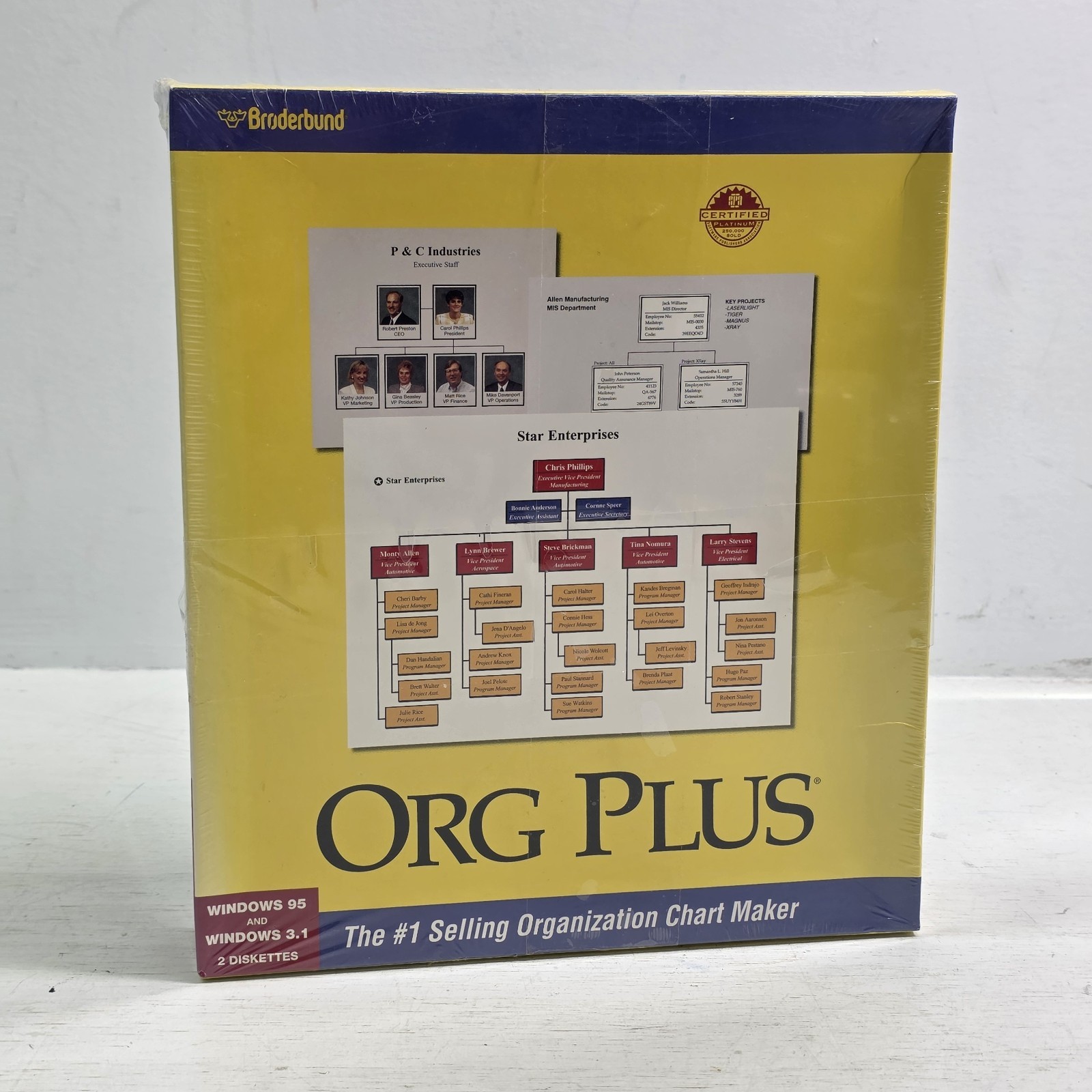 Broderbund Org Plus CD-ROM PC Windows 95 & 3.1 Org Chart Maker NOS New Sealed!