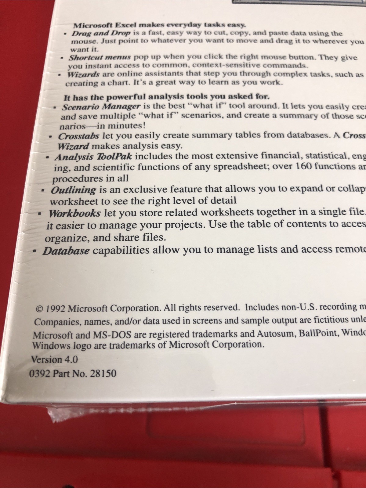 FACTORY SEALED! Microsoft Excel 4.0 for Windows Box Set! PROMO SAMPLE 1992! NEW!