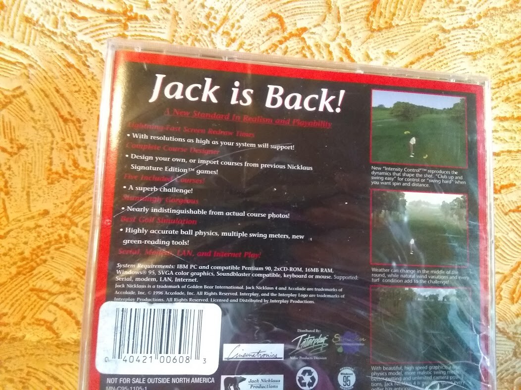 Jack Nicklaus Golf Stimulation 2 CD Rom PC Game Sealed Win95 Buy 1 Get 1-50% Off