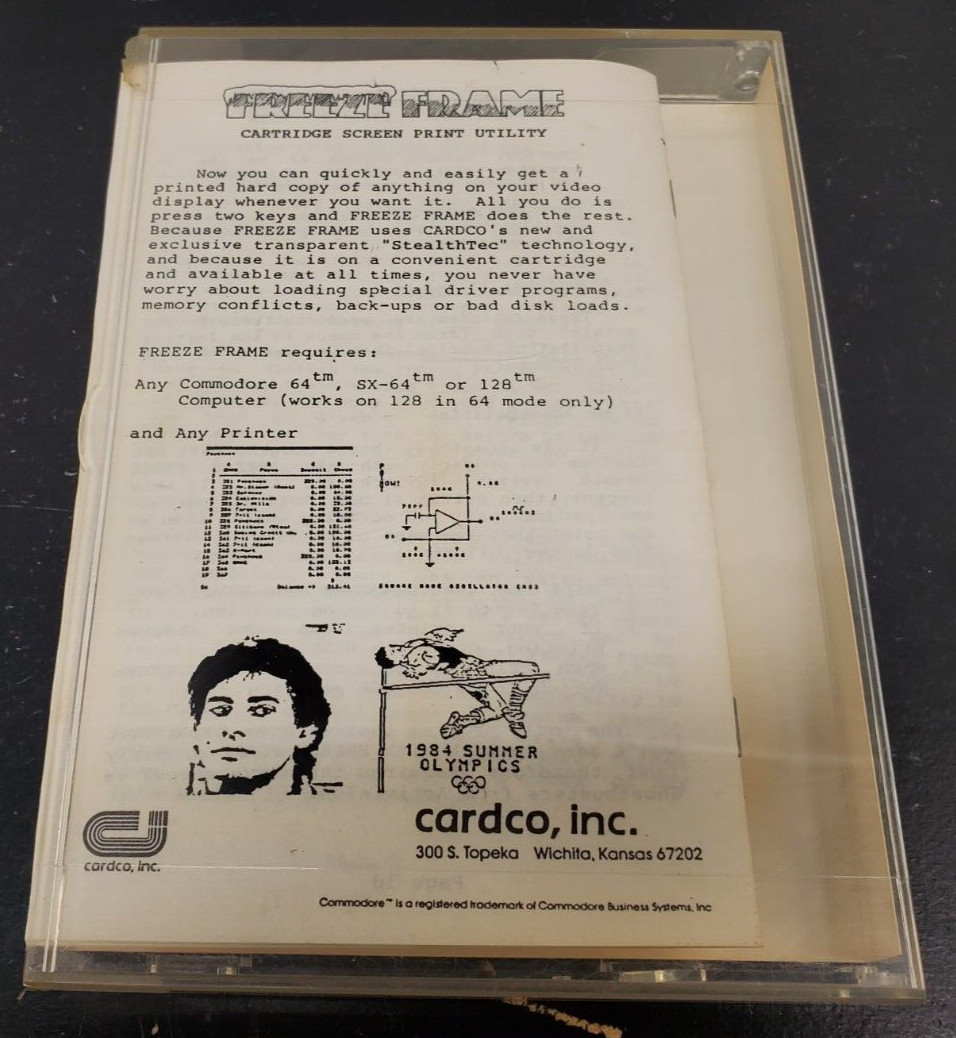 Vintage – Commodore 64, Freeze Frame Cartridge, Screen Dump, From Cardco – READ