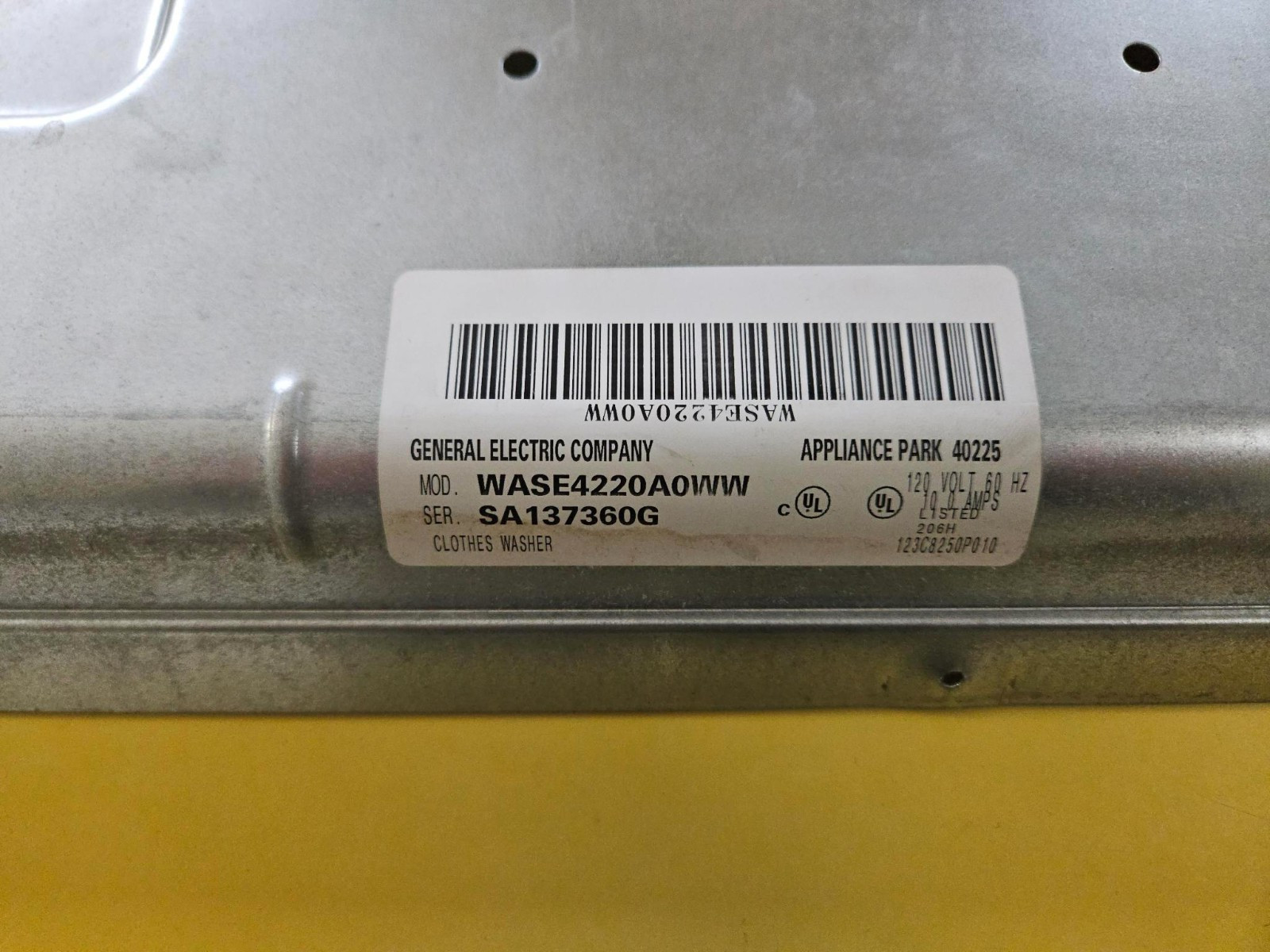 OEM GE PANEL BACK WH46X337 with electrical cord.