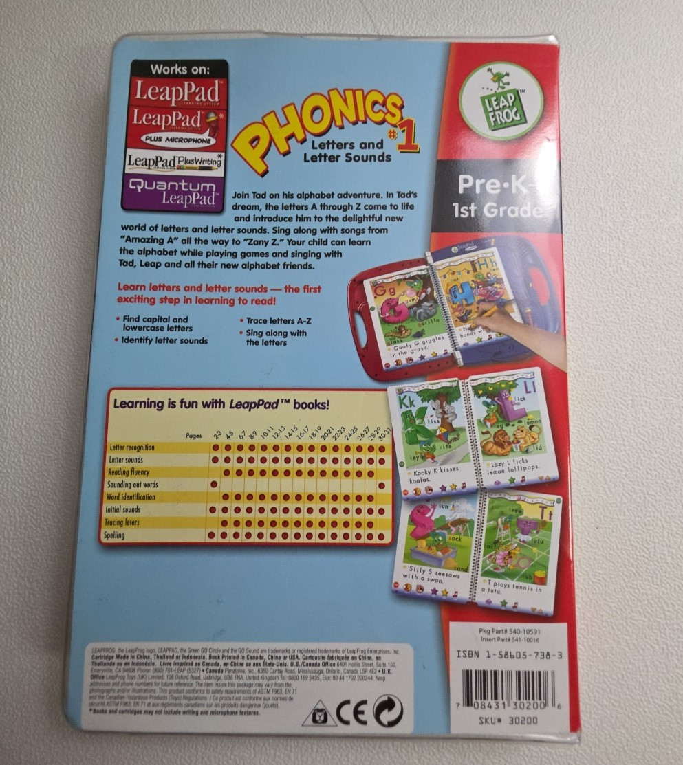 LeapFrog Phonics Storybook & Cartridge LeapPad Learn Letters and Letter Sounds
