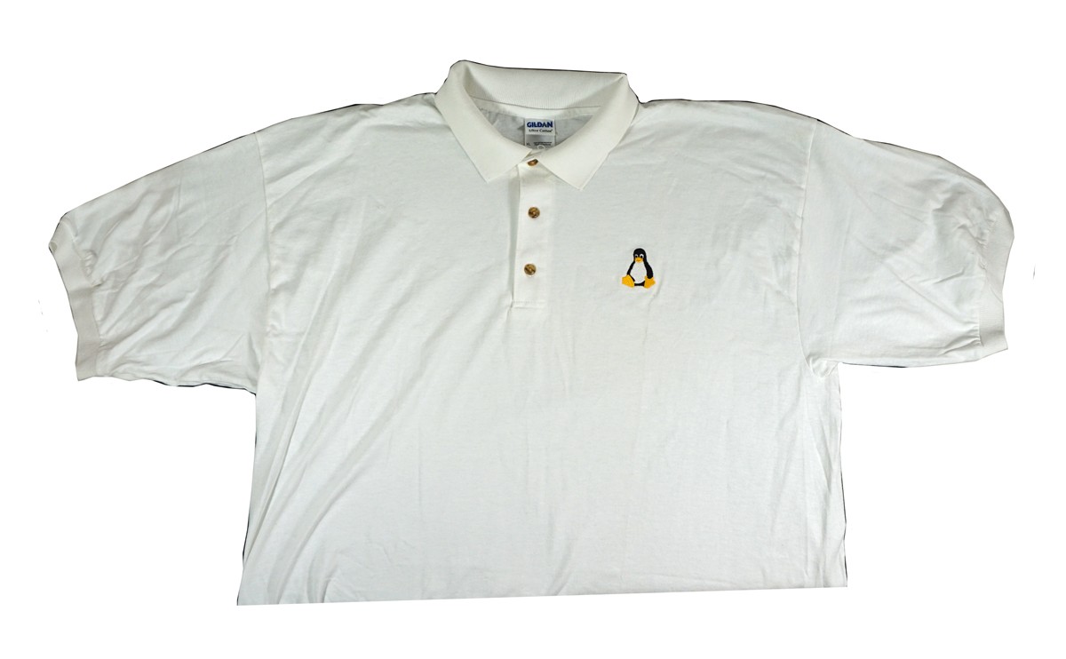 Tux the Linux Penguin Short Sleeve Polo Shirt (X-Large, XL White)