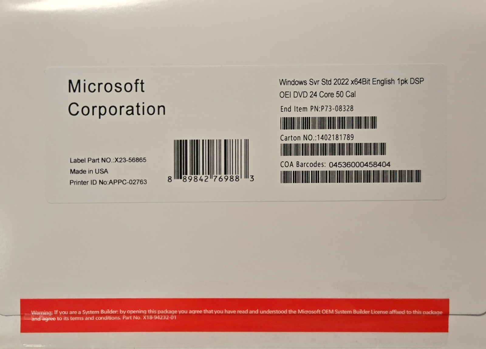 Microsoft Windows Server 2022 Standard Edition | 24-Core License | 50 CALs
