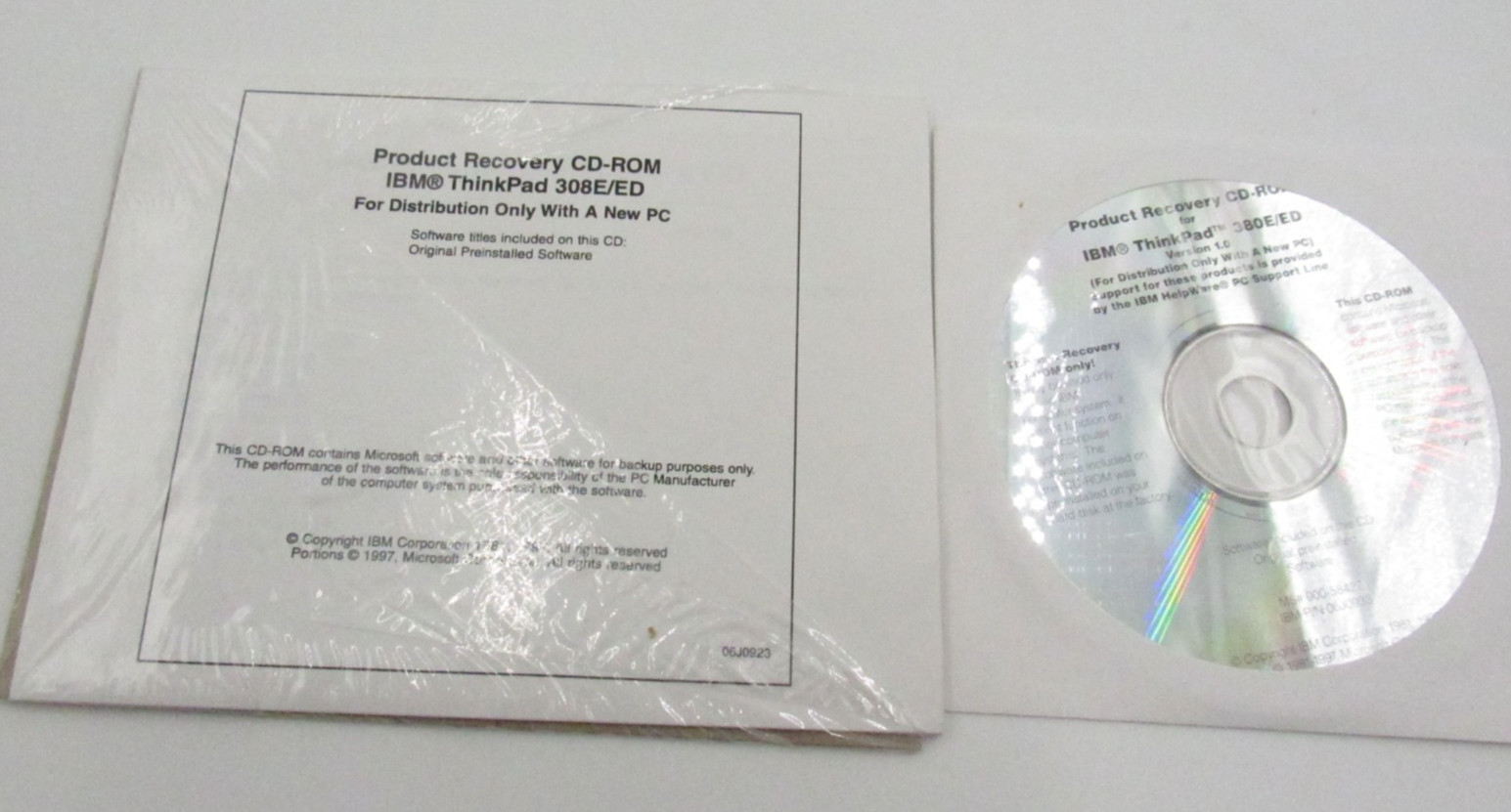 Product Recovery for IBM Thinkpad 380E 380ED Version 1.0 CD Rom New sealed