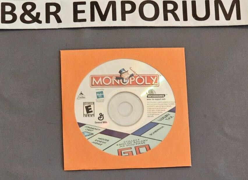 Monopoly – (2001 Hasbro/Infogrames Interactive) – Used CD-ROM – Paper Sleeve