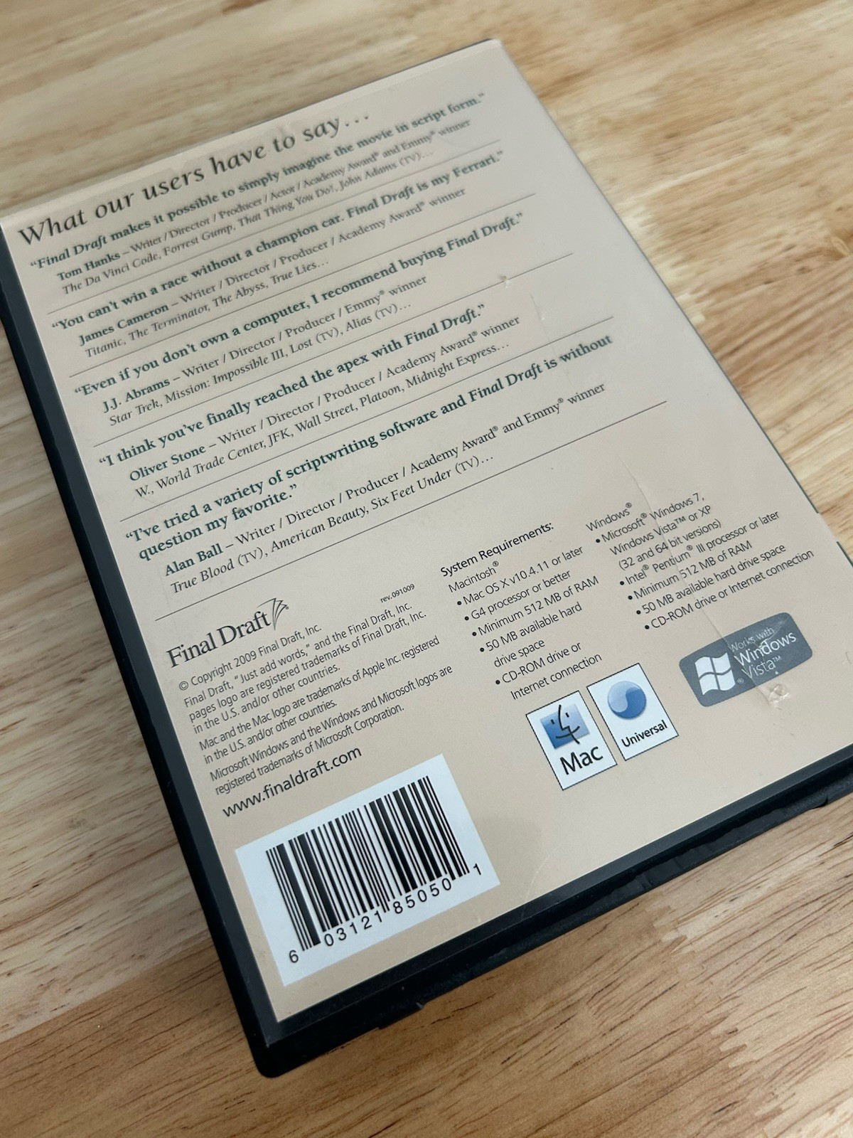 Final Draft Professional Scriptwriting Software Version 8 MAC Windows PC CD 2009