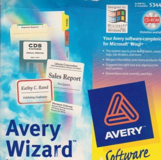 Avery Wizard For MS Office PC CD create professional labels cards dividers etc!