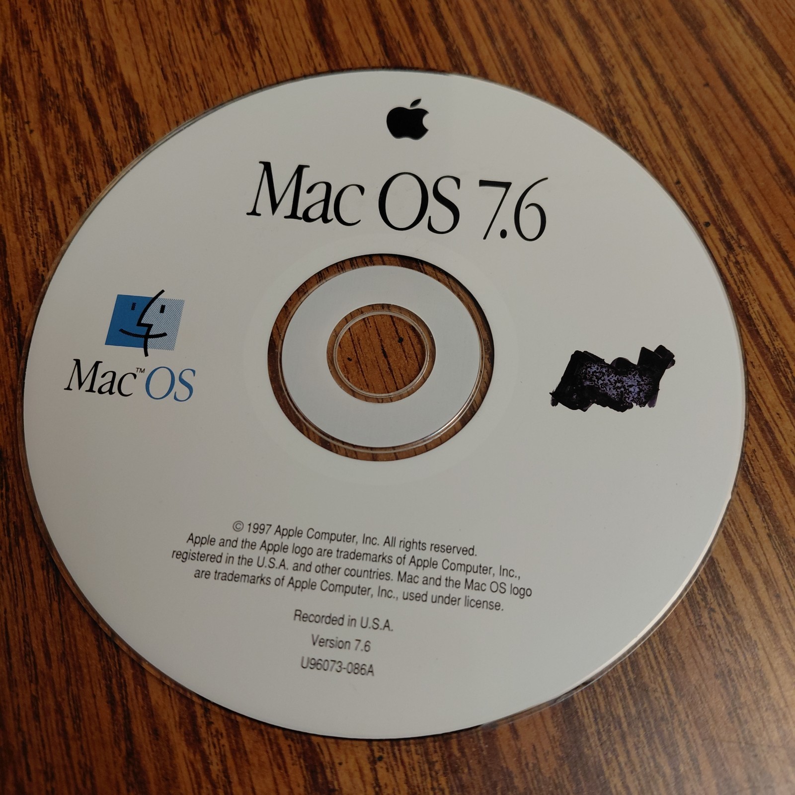 Apple Mac OS 7.6 CD Version 7.6 1997 CD ROM Disc Only U96073-086A