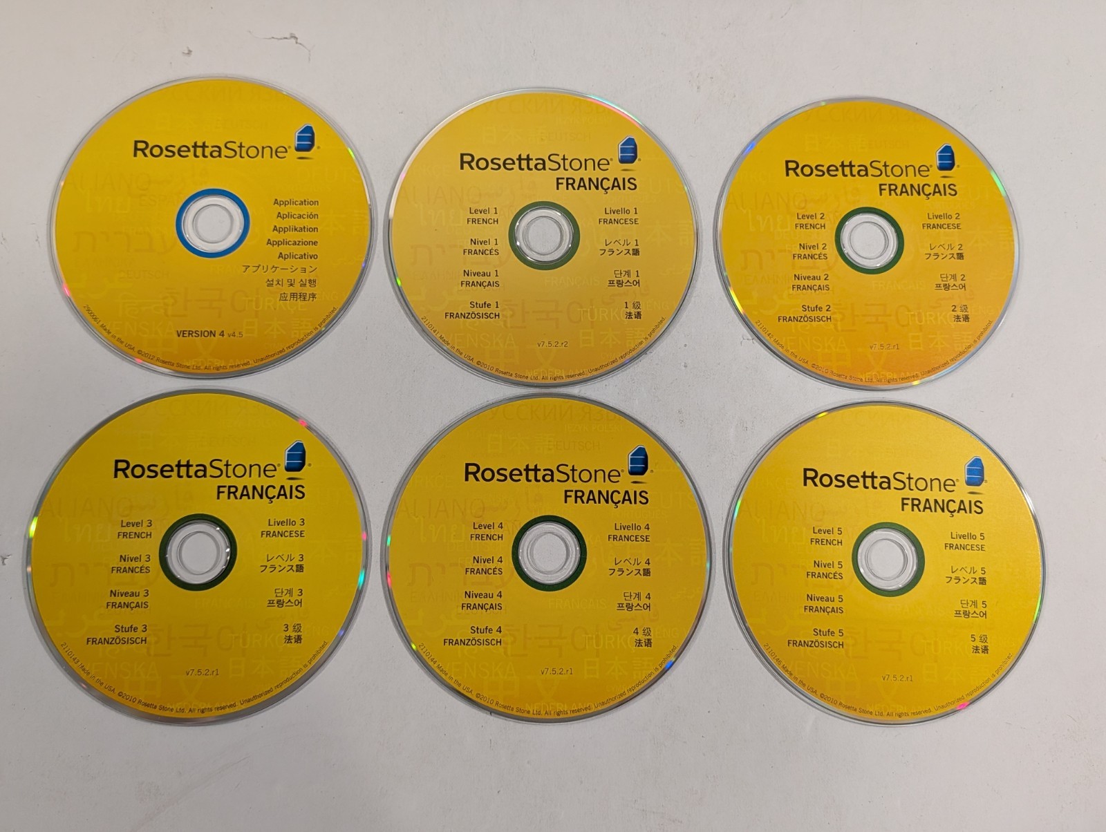 ROSETTA STONE French Level 1 2 3 4 5 PC CD-ROM + Application CD | Discs Only