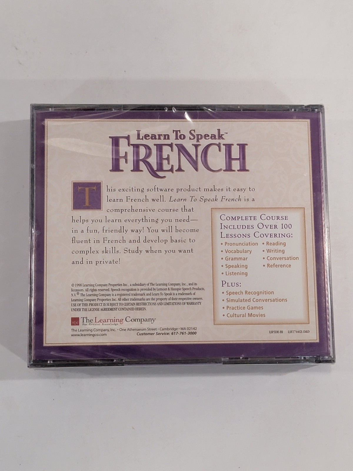 The Learning Company Learn to Speak French, Version 7.0, Windows 4 CD-ROM SEALED