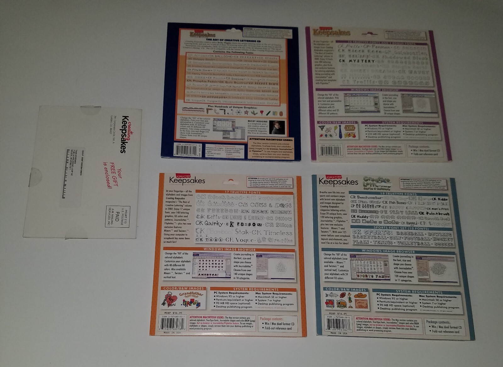 Creating Keepsakes Creative Lettering Win/Mac CD-ROM Lot Sports Outdoors Fonts