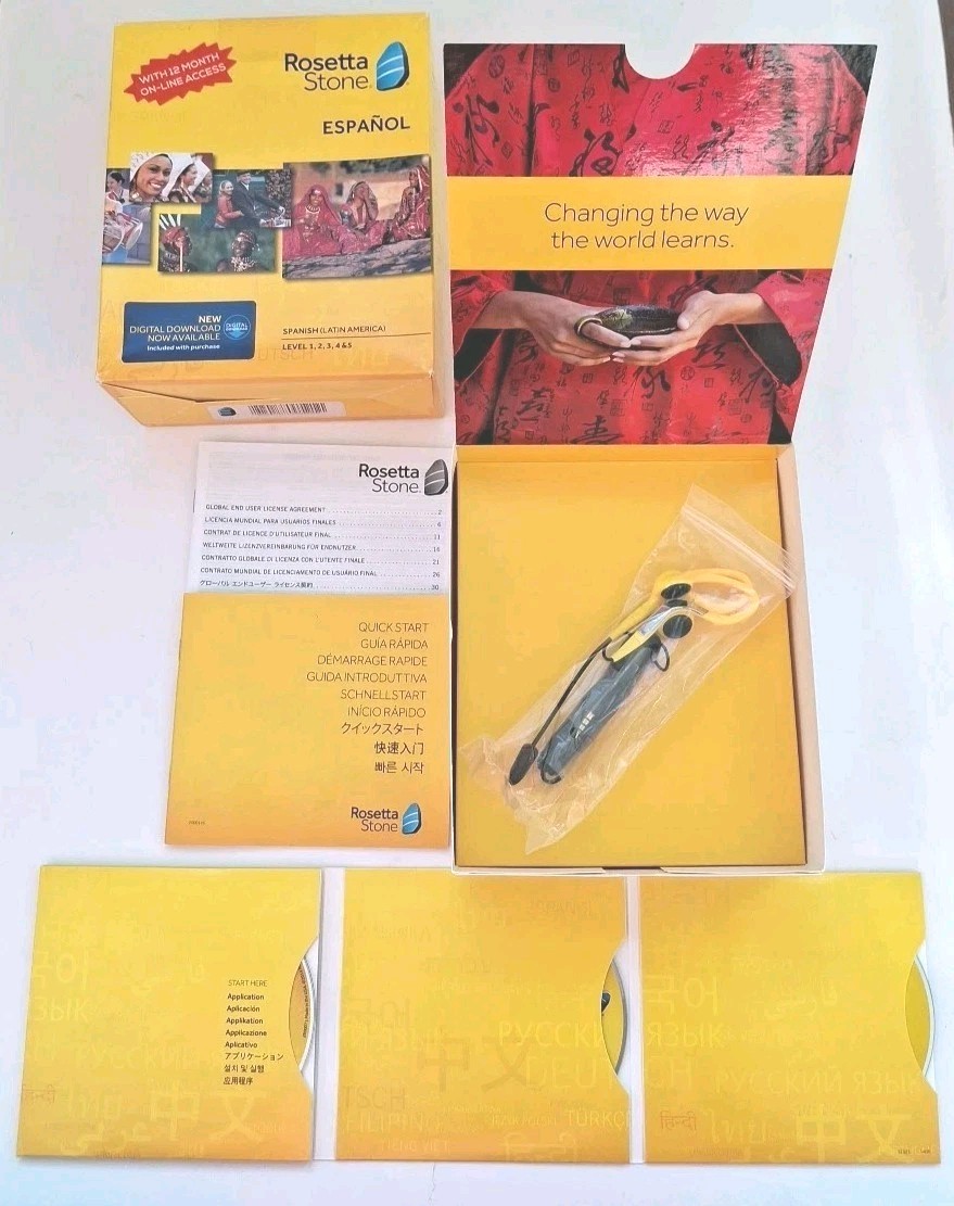 ROSETTA STONE Espanol SPANISH Latin America Level 1-5 COMPLETE SET Open Box