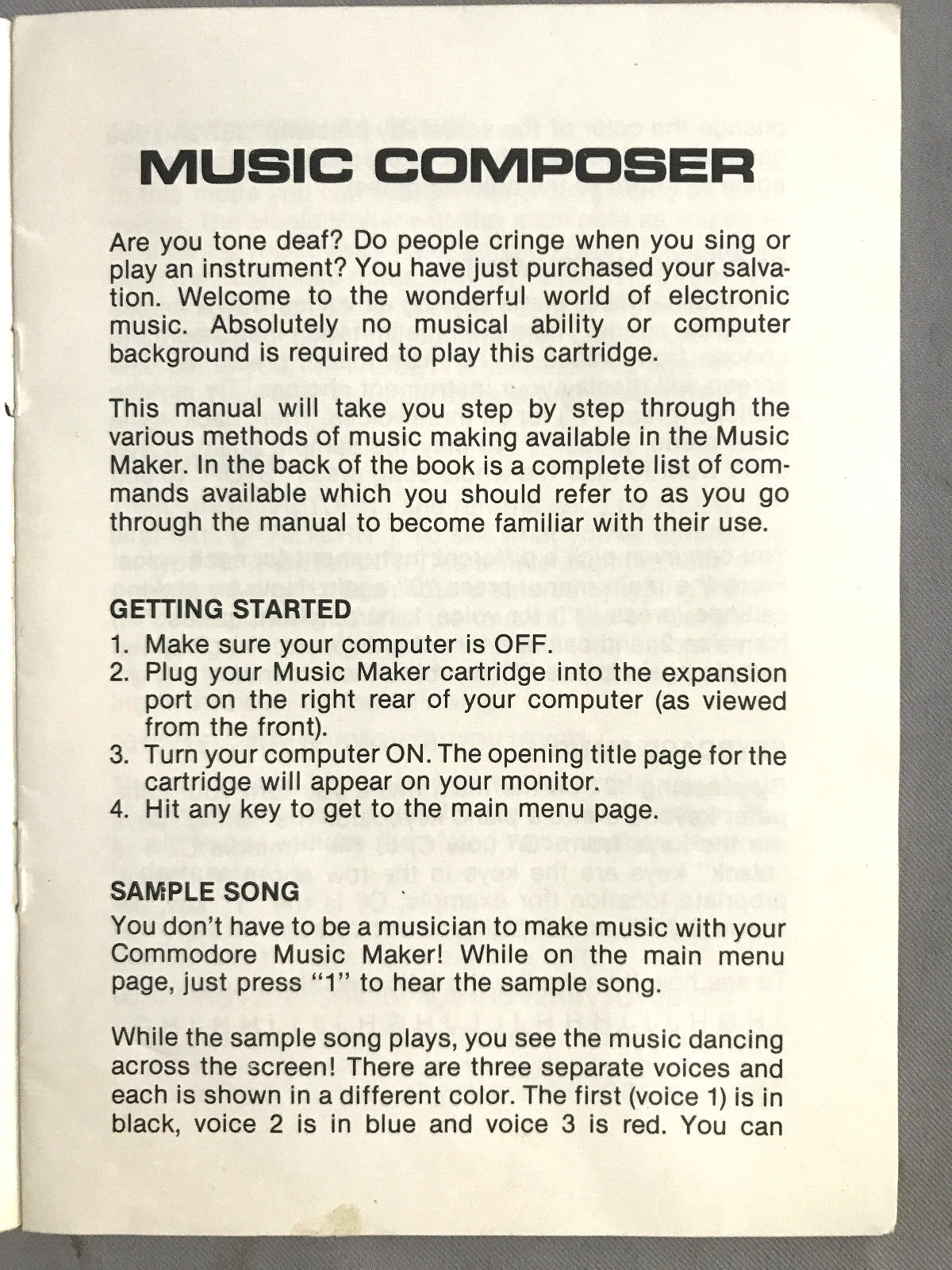 NIB! Music Composer Commodore 64/128 Educational Cartridge w/manual Old Stock