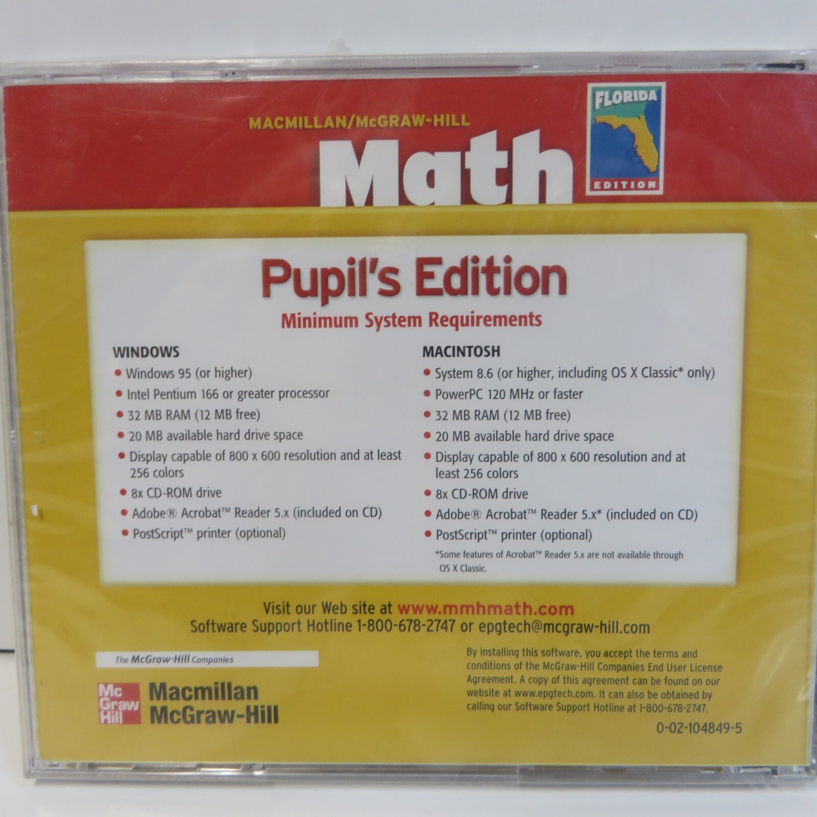 Macmillan/McGraw-Hill Math Pupil’s Edition Florida Edition Grade 1 CD ROM